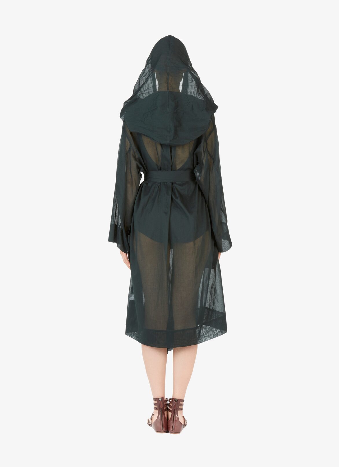 Alaïa Edition 1995 Cotton Chiffon Robe Dress ALAÏA FIR GREEN ALAÏA EDITION 1995 COTTON CHIFFON ROBE DRESS